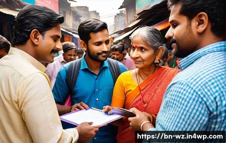 MVP와 시장 진입 시 고려사항 - A detailed scene of a Bengali entrepreneur conducting a small survey among a diverse group of local ...