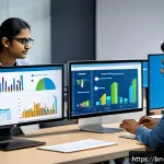 Home 18 MVP 테스트의 결과 분석 및 보고 - A detailed office scene showing a diverse team of Bengali professionals collaborating on MVP testing...
